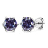 Silver Synthetic Moissanite Round Classic Sixclaw Earrings