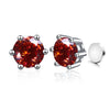 Silver Synthetic Moissanite Round Classic Sixclaw Earrings