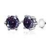 Silver Synthetic Moissanite Round Classic Sixclaw Earrings