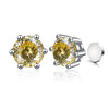 Silver Synthetic Moissanite Round Classic Sixclaw Earrings