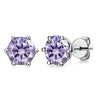 Silver Synthetic Moissanite Round Classic Sixclaw Earrings
