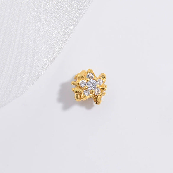 Silver Threedimensional Flower Bow Bead Accessories For Diy Bracelet And Necklace With Zirconia