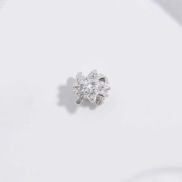 Silver Threedimensional Flower Bow Bead Accessories For Diy Bracelet And Necklace With Zirconia