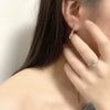 Silver 925 Threepiece Set Of Necklace Earrings And Ring With Geometric Pattern And Diamond Design