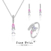 Silver 925 Threepiece Set Of Necklace Earrings And Ring With Geometric Pattern And Diamond Design