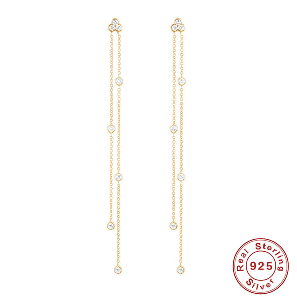 Silver Triangular Letter Love Geometric Tassel Long Chain Ear Line Earrings For Women