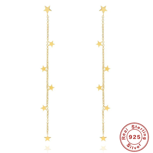 Silver Triangular Letter Love Geometric Tassel Long Chain Ear Line Earrings For Women