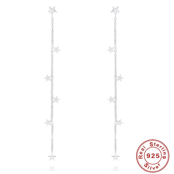 Silver Triangular Letter Love Geometric Tassel Long Chain Ear Line Earrings For Women
