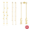 Silver Triangular Letter Love Geometric Tassel Long Chain Ear Line Earrings For Women