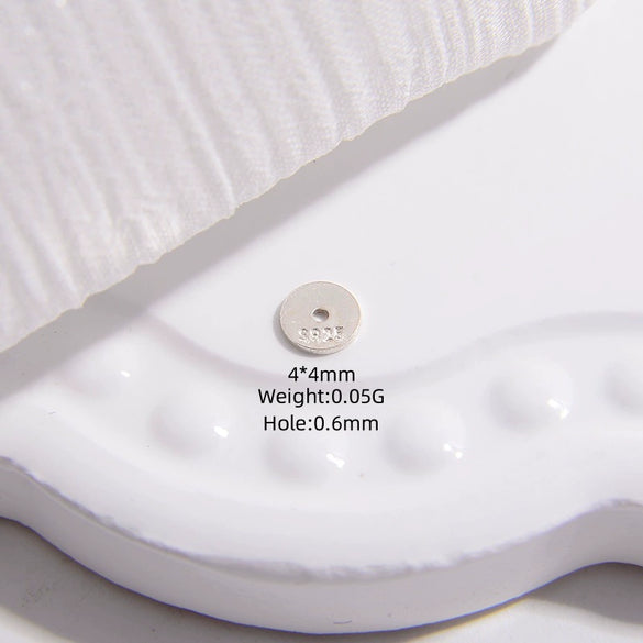 925 Silver Ultrathin Spacer Straight Cut Wheel Piece Right Angle Flat Piece Round Pattern Electroplated Bracelet Necklace