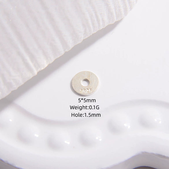 925 Silver Ultrathin Spacer Straight Cut Wheel Piece Right Angle Flat Piece Round Pattern Electroplated Bracelet Necklace
