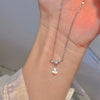 Silver Water Drop Shape Zircon Clavicle Necklace Retro Simple Design