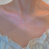 Silver Water Drop Shape Zircon Clavicle Necklace Retro Simple Design