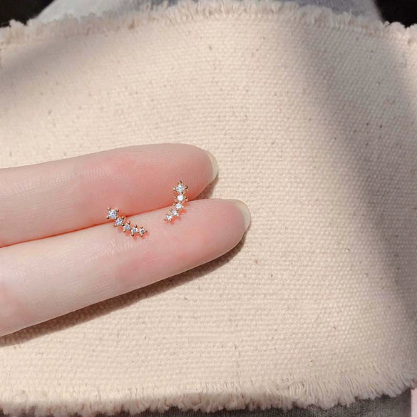Silver Women's Constellation Pattern Diamond Earrings