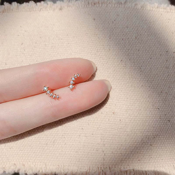 Silver Women's Constellation Pattern Diamond Earrings
