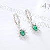 925 Silver Women's French Retro Elegant Earrings With Green Zirconium And Geometric Pattern