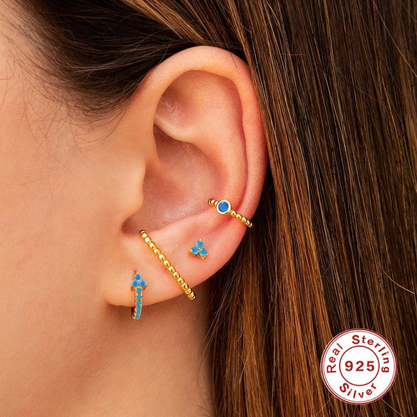 925 Silver Women's Geometric Earrings With Electroplating Treatment