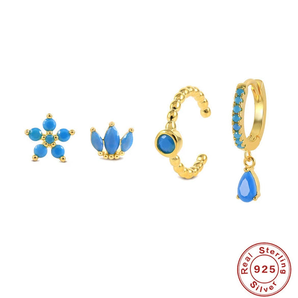 925 Silver Women's Geometric Earrings With Electroplating Treatment
