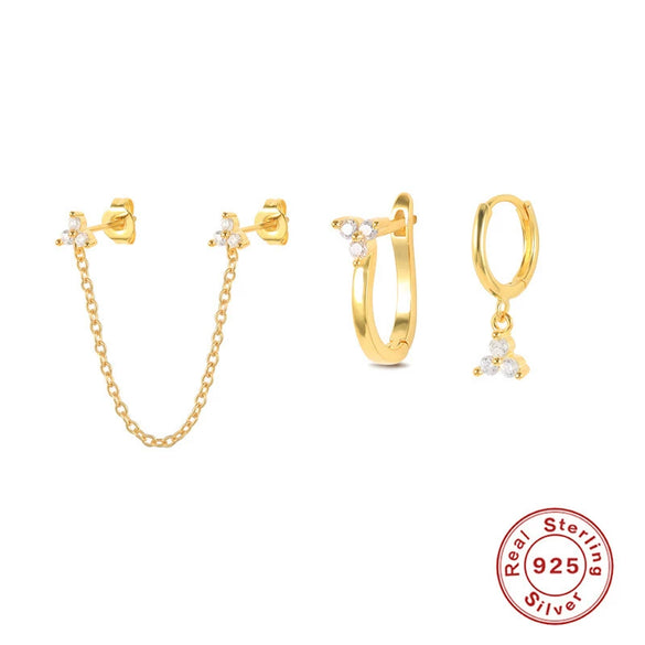 925 Silver Women's Geometric Earrings With Electroplating Treatment