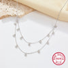 925 Silver Women's Necklace Doublelayer Design Simple Zircon Geometric Electroplated Jewelry