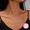 925 Silver Women's Necklace Doublelayer Design Simple Zircon Geometric Electroplated Jewelry