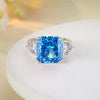 925 Silver Women's Square Geometric Diamond Cut Ring