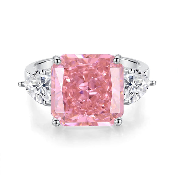 925 Silver Women's Square Geometric Diamond Cut Ring