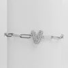Silver Zircon Bubble Pclip Chain Adjustable Women's Bracelet Copper With Letters Numbers Text Electroplating