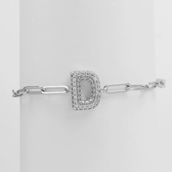 Silver Zircon Bubble Pclip Chain Adjustable Women's Bracelet Copper With Letters Numbers Text Electroplating