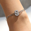 Silver Zircon Bubble Pclip Chain Adjustable Women's Bracelet Copper With Letters Numbers Text Electroplating