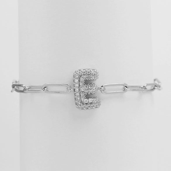 Silver Zircon Bubble Pclip Chain Adjustable Women's Bracelet Copper With Letters Numbers Text Electroplating