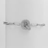 Silver Zircon Bubble Pclip Chain Adjustable Women's Bracelet Copper With Letters Numbers Text Electroplating