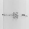 Silver Zircon Bubble Pclip Chain Adjustable Women's Bracelet Copper With Letters Numbers Text Electroplating