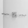 Silver Zircon Bubble Pclip Chain Adjustable Women's Bracelet Copper With Letters Numbers Text Electroplating