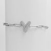 Silver Zircon Bubble Pclip Chain Adjustable Women's Bracelet Copper With Letters Numbers Text Electroplating