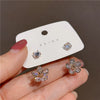 925 Silver Zircon Flower Earrings For Women Elegant Personality All Match Fashion Niche Light Luxury Style