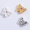 Silver Zircon Inlaid Butterfly Bow Beads Spacer Beads Handmade Rope Bracelet