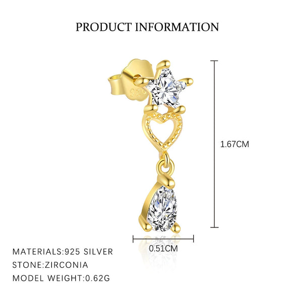 Silver Zircon Starshaped Light Luxury Women's Earrings