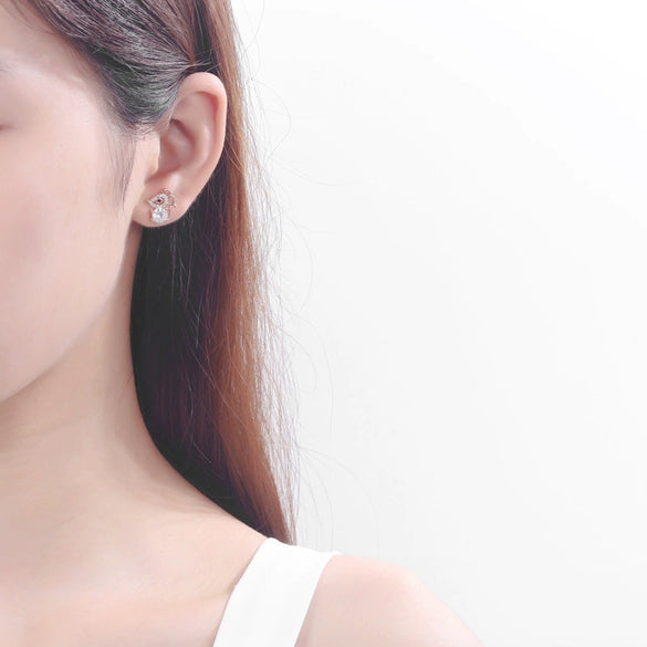 925 Silver Zodiac Mouse Stud Earrings Cute Animal Electroplated Lucky Rat Earrings For Women Simple Design
