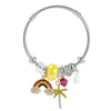 Silvertone Adjustable Alloy Wire Bracelet With Heartshaped Pendant And Diamond Detail Electroplated Simple Unisex Jewelry