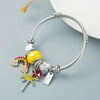 Silvertone Adjustable Alloy Wire Bracelet With Heartshaped Pendant And Diamond Detail Electroplated Simple Unisex Jewelry