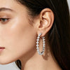 Silvertone Alloy Geometric Hoop Earrings With Diamond Accents And Stainless Steel Posts For Women