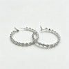 Silvertone Alloy Geometric Hoop Earrings With Diamond Accents And Stainless Steel Posts For Women
