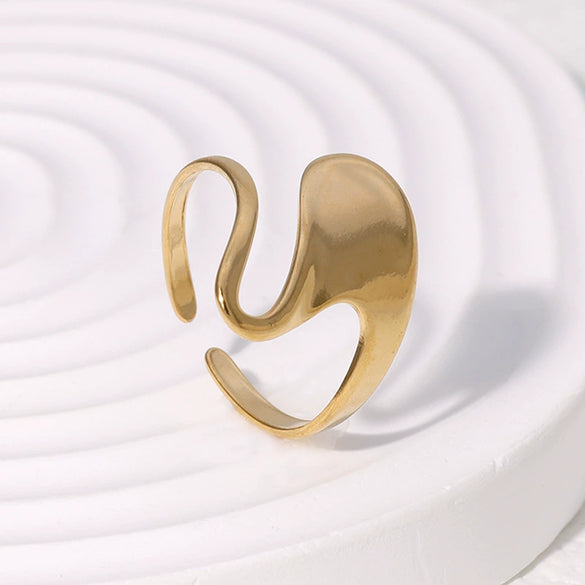 Simple Alien Irregular Gloss Open Ring For Women Stainless Steel With Electroplating And Animal Zodiac Pattern