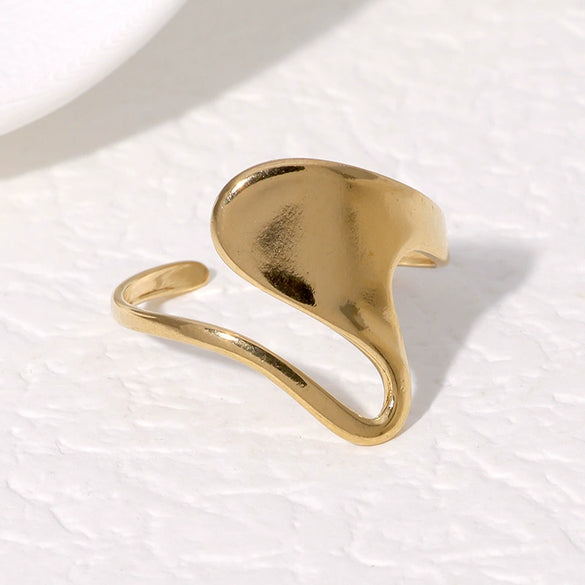 Simple Alien Irregular Gloss Open Ring For Women Stainless Steel With Electroplating And Animal Zodiac Pattern