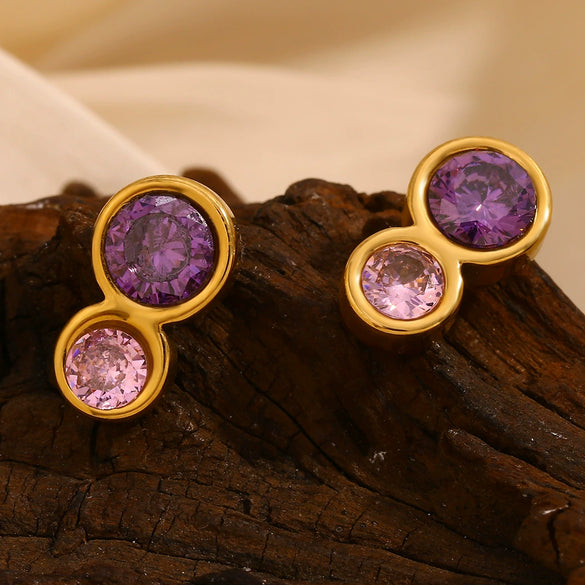 Simple All Match Elegant Round Fashionable Stainless Steel 18K Gold Plated 8 Shaped Geometric Earrings For Women