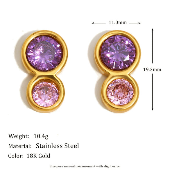 Simple All Match Elegant Round Fashionable Stainless Steel 18K Gold Plated 8 Shaped Geometric Earrings For Women