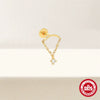 Simple All Match S925 Sterling Silver Geometric Tassel Chain Flat Head Piercing Ear Nail With Inlaid Zircon