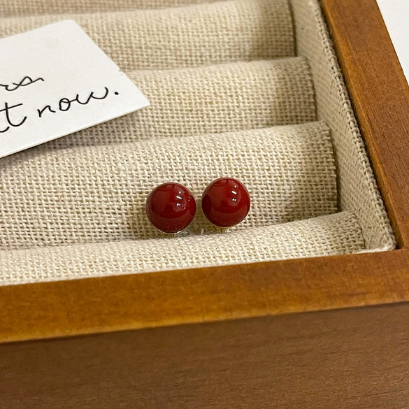 Simple All Match Women's Imitation Pearl Earrings With Geometric Design And Pearl Inlaid Treatment