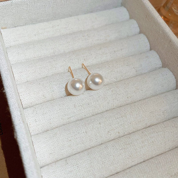 Simple All Match Women's Imitation Pearl Earrings With Geometric Design And Pearl Inlaid Treatment